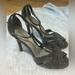 Nine West Shoes | Nine West Size 7.5 Strappy Heels. Dark Gray Faux Snakeskin. 4.25” Heels | Color: Black/Gray | Size: 7.5