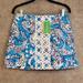 Lilly Pulitzer Skirts | Lilly Pulitzer Skort Blue White Floral A Line Mini Cotton Lined Pockets Sz 0 | Color: Blue | Size: 0