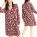 Madewell Dresses | Madewell Burgundy Red Antique Floral Button Back Long Sleeve Dress Fall Large L | Color: Blue/Red | Size: L