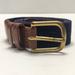 Coach Accessories | Coach Navy Blue Natural Linen & Leather Belt Size 32 | Color: Blue/Brown | Size: 32