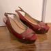 Nine West Shoes | Nine West Red Leather Platform Wedge Size 9 | Color: Red | Size: 9
