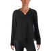 Nine West Tops | Nine West Womens Black Notched Button Long Sleeve V Neck Wear To Work Blouse S | Color: Black | Size: S