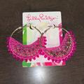 Lilly Pulitzer Jewelry | Lilly Pulitzer Crochet Hot Pink And Gold Frilly Hoop Earrings | Color: Gold/Pink | Size: Os