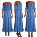 Michael Kors Dresses | Michael Kors Denim Open Shoulder Tiered Maxi Dress Size S | Color: Blue | Size: S