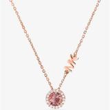 Michael Kors Jewelry | New Michael Kors 14k Rose Gold-Plated Halo Stone Necklace | Color: Pink | Size: Os