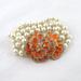 J. Crew Jewelry | J.Crew Desert Bloom Bracelet Faux Pearl Flower 7.75" | Color: Orange/White | Size: Os