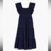 Madewell Dresses | Madewell Ruffle Sleeve Tiered Midi Dress Textured Check | Color: Blue | Size: S