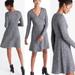 Madewell Dresses | Madewell V-Neck Mini Bridgewalk Flare A-Line Long Sleeve Grey Dress Size 2 | Color: Gray | Size: 2