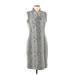 Calvin Klein Casual Dress - Sheath Collared Sleeveless: Gray Snake Print Dresses - Women's Size 8