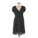 Max Studio Casual Dress - Wrap: Black Polka Dots Dresses - Women's Size Medium