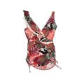 Carmen Marc Valvo Swimwear Swimsuit Top Red Tropical Swimwear - Women's Size 12