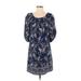 Max Edition Casual Dress - Mini Scoop Neck Short sleeves: Blue Print Dresses - Women's Size Small