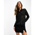 River Island lace beaded shirt in black