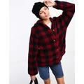 Lee check teddy jacket in black and red-Multi