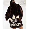 adidas Originals 'Neutral Court' faux fur coat with trefoil in chocolate brown