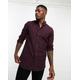 French Connection long sleeve gingham shirt in burgundy-Red