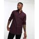 French Connection long sleeve gingham shirt in burgundy-Red