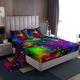 Loussiesd Rainbow Galaxy Bed Sheet King Size Out Space Bedding Colorful Nebula Universe Deep Pockets Sheet Set 4 Pcs - 1 Falt& 1 Fitted Sheets with 2 Pillow Shams