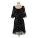 Jodi Kristopher Casual Dress: Black Polka Dots Dresses - Women's Size Small