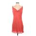 Privacy Please Casual Dress - Mini Plunge Sleeveless: Red Print Dresses - Women's Size Small
