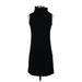 White House Black Market Casual Dress - Sheath Turtleneck Sleeveless: Black Print Dresses - Women's Size X-Small