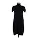 Rabbit Rabbit Rabbit Designs Casual Dress - Shift Turtleneck Short sleeves: Black Print Dresses - Women's Size Medium