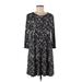 Ann Taylor LOFT Casual Dress - DropWaist: Black Floral Dresses - Women's Size Medium Petite