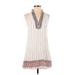 THML Casual Dress - Shift: White Aztec or Tribal Print Dresses - Women's Size X-Small