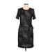 Collective Concepts Casual Dress - Sheath Crew Neck Short Sleeve: Black Dresses - Women's Size Large