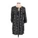 Faded Glory Casual Dress - Mini Tie Neck 3/4 sleeves: Black Dresses - Women's Size Large