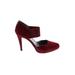 Nine West Heels: Pumps Stiletto Cocktail Burgundy Solid Shoes - Women's Size 8 - Almond Toe