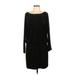 White House Black Market Casual Dress - DropWaist Boatneck Long sleeves: Black Dresses - Women's Size Large