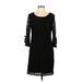 R&K Casual Dress - Sheath Scoop Neck 3/4 sleeves: Black Print Dresses - Women's Size 12