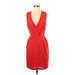 Adelyn Rae Cocktail Dress - Sheath V-Neck Sleeveless: Red Solid Dresses - Women's Size X-Small