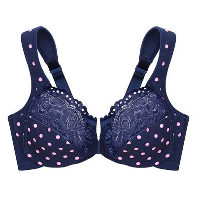 GLAMORISE Vorderverschluss-WonderWire-BH - Marine Print 105B Damen Image