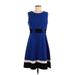 Calvin Klein Casual Dress - A-Line: Blue Color Block Dresses - Women's Size 8