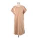 Cable & Gauge Casual Dress - Mini Crew Neck Short sleeves: Tan Print Dresses - Women's Size Small