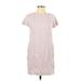 Madewell Casual Dress - Shift Crew Neck Short sleeves: Pink Print Dresses - Women's Size 2X-Small