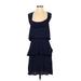 Ella Moss Casual Dress - A-Line Scoop Neck Sleeveless: Blue Solid Dresses - Women's Size Small