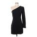 Blue Blush Casual Dress - Sheath One Shoulder Long sleeves: Black Solid Dresses - Women's Size Small