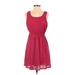 Forever 21 Cocktail Dress - A-Line Scoop Neck Sleeveless: Burgundy Print Dresses - Women's Size Small