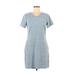 32 Degrees Casual Dress - Mini V Neck Short sleeves: Blue Dresses - Women's Size Medium