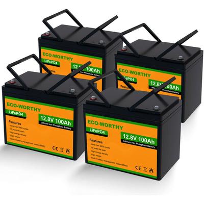 12V 100Ah x 4 Low Temp Cut-Off LiFePO4 Akku Lithium Batterie mit bms schutz und 3000-15000