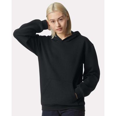American Apparel RF498 ReFlex Fleece Pullover Hooded Sweatshirt in Black size Small | Cotton/Polyester Blend
