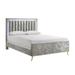 Valina Silver Velvet Upholstered Panel LED Bed