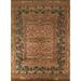 Brown Gold Art & Craft Oriental Area Rug Handmade Wool Carpet - 7'10"x 10'3"