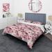 Designart "Pink Sakura Blossoms Floral III" Abstract Bedding Cover Set With 2 Shams