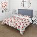 Designart "Red And White Polka Dots " White Modern Bed Cover Set With 2 Shams