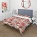 Designart "Pink And White Carnation Blossoming Grace" White Cottage Bedding Cover Set With 2 Shams
