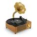 Vinyl Record Player Retro Turntable Bluetooth Vintage Gramophone Record Player with 2 Built in Stereo Speakers 3 Speed Brass Emboss Loudspeaker Supports Aux-in/USB/FM Christmas Gift